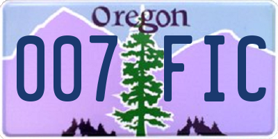 OR license plate 007FIC