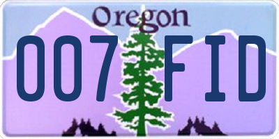 OR license plate 007FID