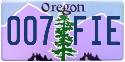 OR license plate 007FIE