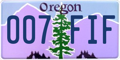 OR license plate 007FIF
