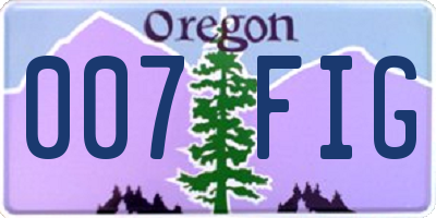 OR license plate 007FIG