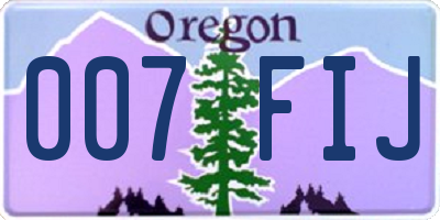 OR license plate 007FIJ