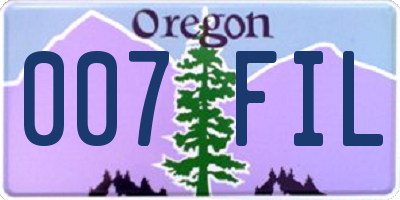 OR license plate 007FIL