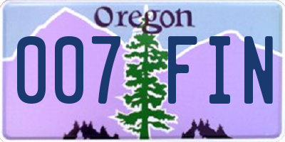 OR license plate 007FIN