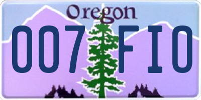 OR license plate 007FIO