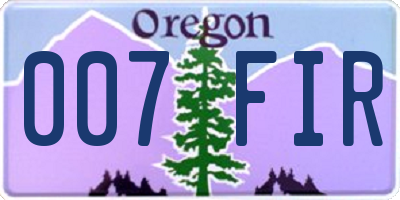 OR license plate 007FIR