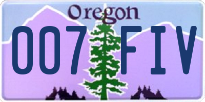 OR license plate 007FIV