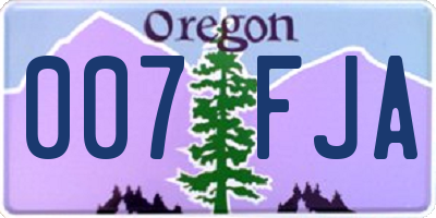 OR license plate 007FJA