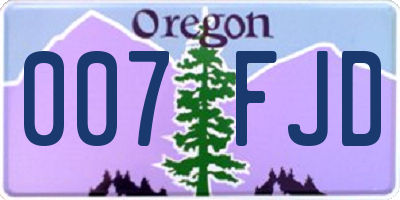 OR license plate 007FJD