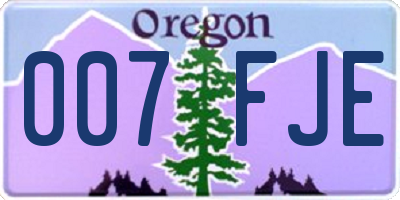 OR license plate 007FJE