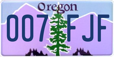 OR license plate 007FJF