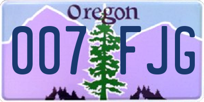 OR license plate 007FJG