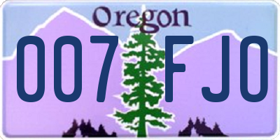 OR license plate 007FJO