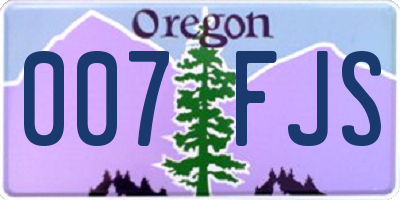 OR license plate 007FJS