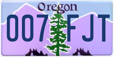 OR license plate 007FJT