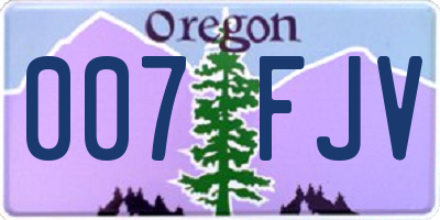 OR license plate 007FJV