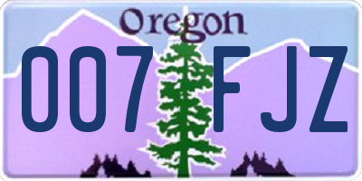 OR license plate 007FJZ