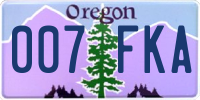 OR license plate 007FKA