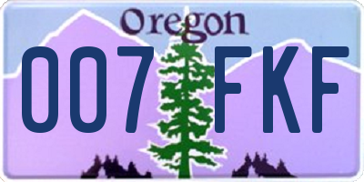 OR license plate 007FKF