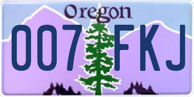 OR license plate 007FKJ