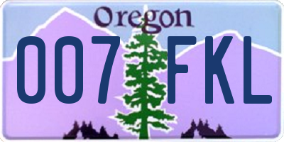 OR license plate 007FKL