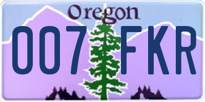 OR license plate 007FKR