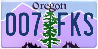 OR license plate 007FKS