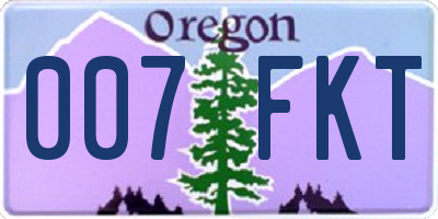 OR license plate 007FKT