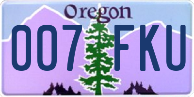 OR license plate 007FKU