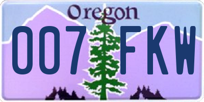 OR license plate 007FKW