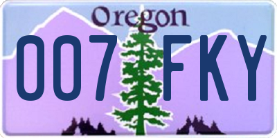 OR license plate 007FKY
