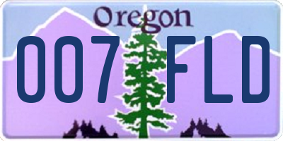 OR license plate 007FLD