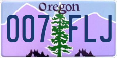 OR license plate 007FLJ