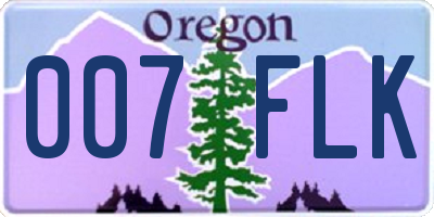 OR license plate 007FLK