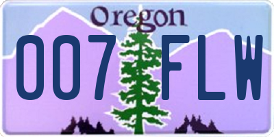 OR license plate 007FLW