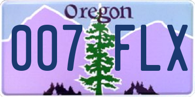 OR license plate 007FLX
