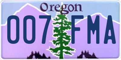 OR license plate 007FMA