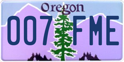 OR license plate 007FME