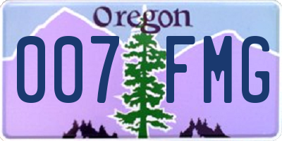 OR license plate 007FMG