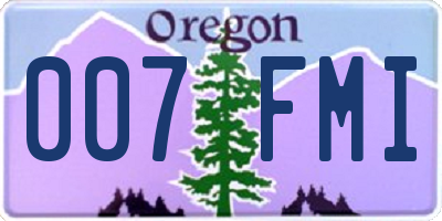 OR license plate 007FMI
