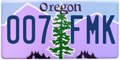 OR license plate 007FMK