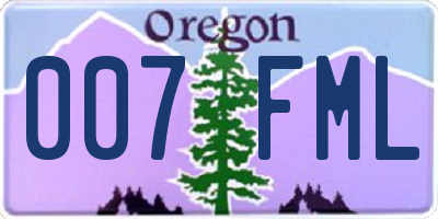 OR license plate 007FML