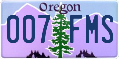 OR license plate 007FMS