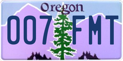 OR license plate 007FMT