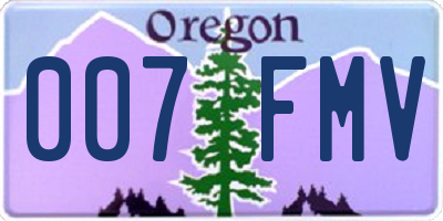 OR license plate 007FMV