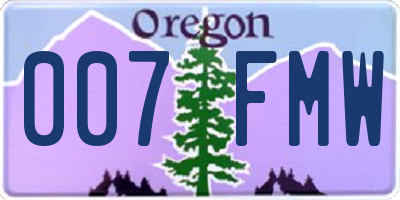OR license plate 007FMW