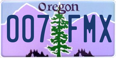 OR license plate 007FMX