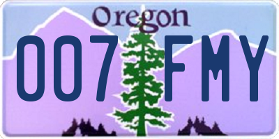 OR license plate 007FMY