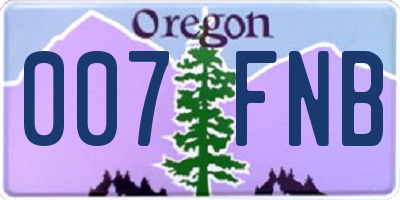 OR license plate 007FNB