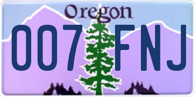 OR license plate 007FNJ